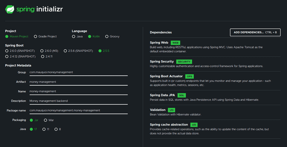 Initializr setup